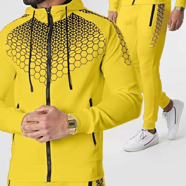 Men Zipper Hooded Sets Tracksuit Autumn Male Hoodie Set 2 Pieces Sporting Outerwear Jogging Suit Gym Clothes Jacket + Pants Sets