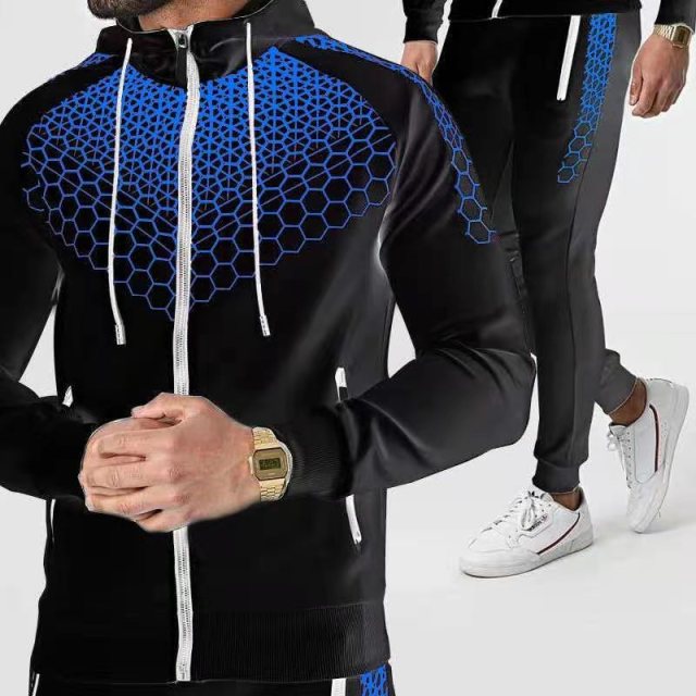 Men Zipper Hooded Sets Tracksuit Autumn Male Hoodie Set 2 Pieces Sporting Outerwear Jogging Suit Gym Clothes Jacket + Pants Sets