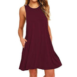 70% Hot Sell Dress Pocket All-match Summer Sleeveless Casual Above-knee Dress for Home