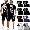 Men's Gym Training Fighter Sportwear Tracksuit Set 2 Pcs Cool 3D Cobra Kai Print Mixed Martial Arts T-Shirts+Shorts Sport Suit