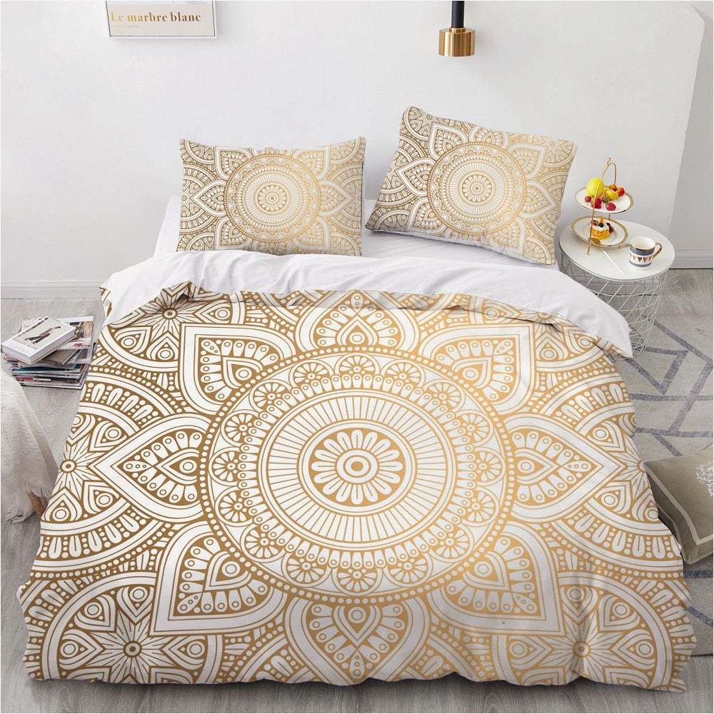 Mandala Luxury 3D Design Custom Bed Linen Comforter Quilt Cover Bedding Set Single King Queen Double Single Size Home Textile