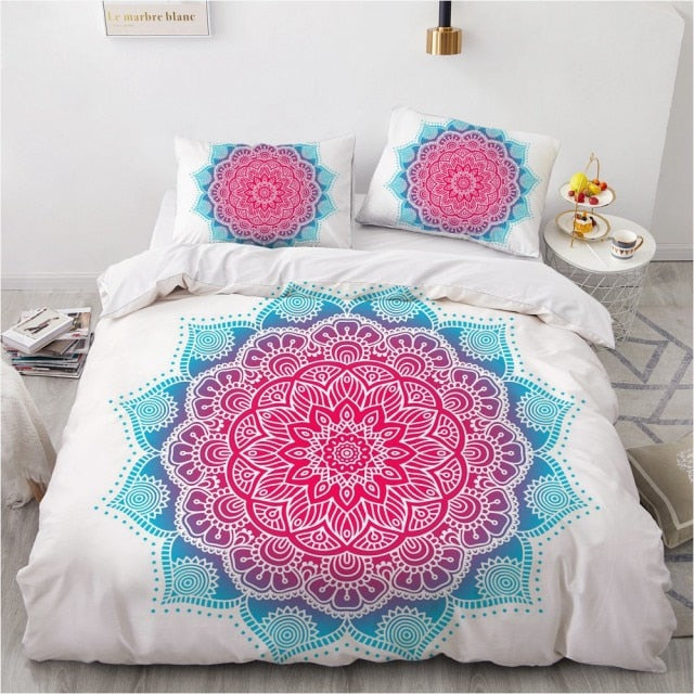 Mandala Luxury 3D Design Custom Bed Linen Comforter Quilt Cover Bedding Set Single King Queen Double Single Size Home Textile