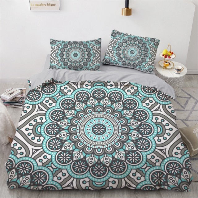 Mandala Luxury 3D Design Custom Bed Linen Comforter Quilt Cover Bedding Set Single King Queen Double Single Size Home Textile