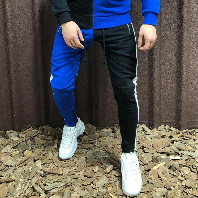 Men Sets Adults Jogger Sets Sportswear Hoodie Gym Zip Drawstring Pocket Striped Splicing Slim Fit Racksuit Set chandal hombre