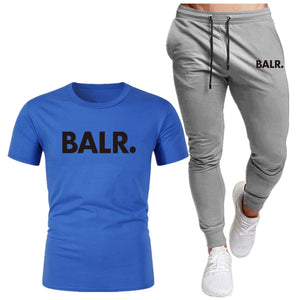 Sports Fitness BALR Men T-shirt Set+Pants 2 Pieces Sets Autumn Winter Hooded Tracksuit Male Sportswear Gym Sudadera Hombre