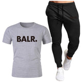 Sports Fitness BALR Men T-shirt Set+Pants 2 Pieces Sets Autumn Winter Hooded Tracksuit Male Sportswear Gym Sudadera Hombre