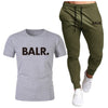 Sports Fitness BALR Men T-shirt Set+Pants 2 Pieces Sets Autumn Winter Hooded Tracksuit Male Sportswear Gym Sudadera Hombre