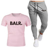 Sports Fitness BALR Men T-shirt Set+Pants 2 Pieces Sets Autumn Winter Hooded Tracksuit Male Sportswear Gym Sudadera Hombre