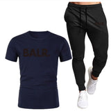 Sports Fitness BALR Men T-shirt Set+Pants 2 Pieces Sets Autumn Winter Hooded Tracksuit Male Sportswear Gym Sudadera Hombre