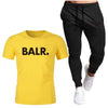 Sports Fitness BALR Men T-shirt Set+Pants 2 Pieces Sets Autumn Winter Hooded Tracksuit Male Sportswear Gym Sudadera Hombre