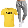 Sports Fitness BALR Men T-shirt Set+Pants 2 Pieces Sets Autumn Winter Hooded Tracksuit Male Sportswear Gym Sudadera Hombre