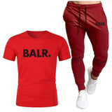 Sports Fitness BALR Men T-shirt Set+Pants 2 Pieces Sets Autumn Winter Hooded Tracksuit Male Sportswear Gym Sudadera Hombre