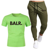 Sports Fitness BALR Men T-shirt Set+Pants 2 Pieces Sets Autumn Winter Hooded Tracksuit Male Sportswear Gym Sudadera Hombre