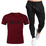 Sports Fitness BALR Men T-shirt Set+Pants 2 Pieces Sets Autumn Winter Hooded Tracksuit Male Sportswear Gym Sudadera Hombre