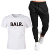 Sports Fitness BALR Men T-shirt Set+Pants 2 Pieces Sets Autumn Winter Hooded Tracksuit Male Sportswear Gym Sudadera Hombre