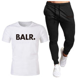 Sports Fitness BALR Men T-shirt Set+Pants 2 Pieces Sets Autumn Winter Hooded Tracksuit Male Sportswear Gym Sudadera Hombre