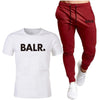 Sports Fitness BALR Men T-shirt Set+Pants 2 Pieces Sets Autumn Winter Hooded Tracksuit Male Sportswear Gym Sudadera Hombre