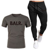 Sports Fitness BALR Men T-shirt Set+Pants 2 Pieces Sets Autumn Winter Hooded Tracksuit Male Sportswear Gym Sudadera Hombre