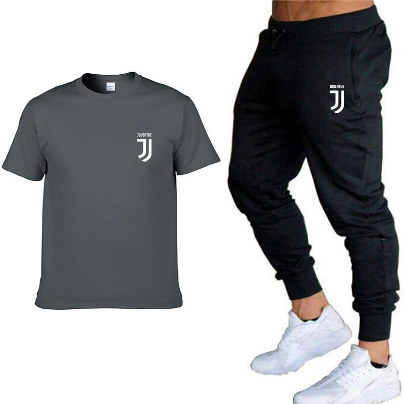 2 Pieces Mens Running Sets Tracksuit Men Short Sleeve T-shirt+Pants Sportswear Man Gym Training Fitness Sports Set Suit 2020