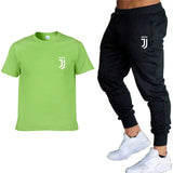 2 Pieces Mens Running Sets Tracksuit Men Short Sleeve T-shirt+Pants Sportswear Man Gym Training Fitness Sports Set Suit 2020