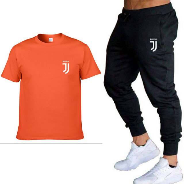 2 Pieces Mens Running Sets Tracksuit Men Short Sleeve T-shirt+Pants Sportswear Man Gym Training Fitness Sports Set Suit 2020