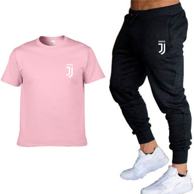 2 Pieces Mens Running Sets Tracksuit Men Short Sleeve T-shirt+Pants Sportswear Man Gym Training Fitness Sports Set Suit 2020