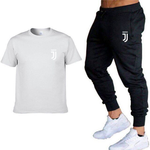 2 Pieces Mens Running Sets Tracksuit Men Short Sleeve T-shirt+Pants Sportswear Man Gym Training Fitness Sports Set Suit 2020