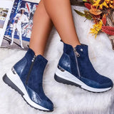 Women Boot 2021 Autumn Winter High Top Vulcanize Shoes Women Platfrom Wedges Shoes Zipper Chunky Sneakers Female Shoes Plus Size