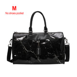 Silver Sports Bag Lady Luggage Bag in Travel Bags with Tag Duffel Gym Bag Leather Women Yoga Fitness sac de sport Big XA806WD