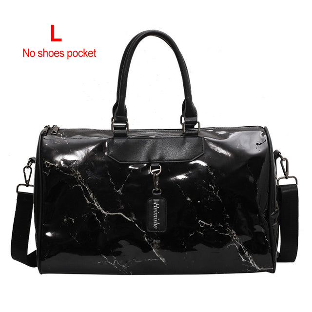 Silver Sports Bag Lady Luggage Bag in Travel Bags with Tag Duffel Gym Bag Leather Women Yoga Fitness sac de sport Big XA806WD