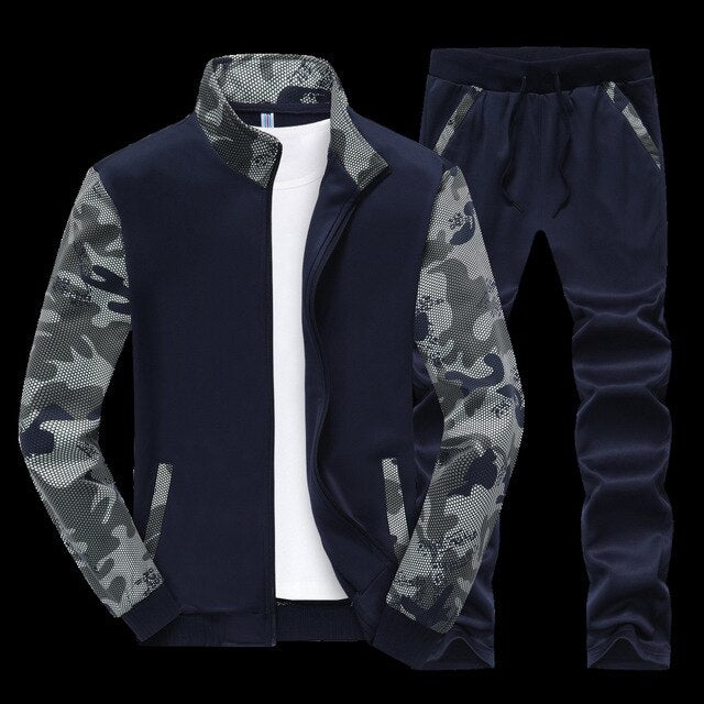 autumn winter men casual sporting suit zip up jacket sweatshirt+pant jogging running outfit athletic set sportswear tracksuit