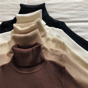 Causal Turtleneck Knitted Women Sweater Ladies Autumn Winter Fashion Korean Long Sleeve Pullover Sweater Warm Soft Tops