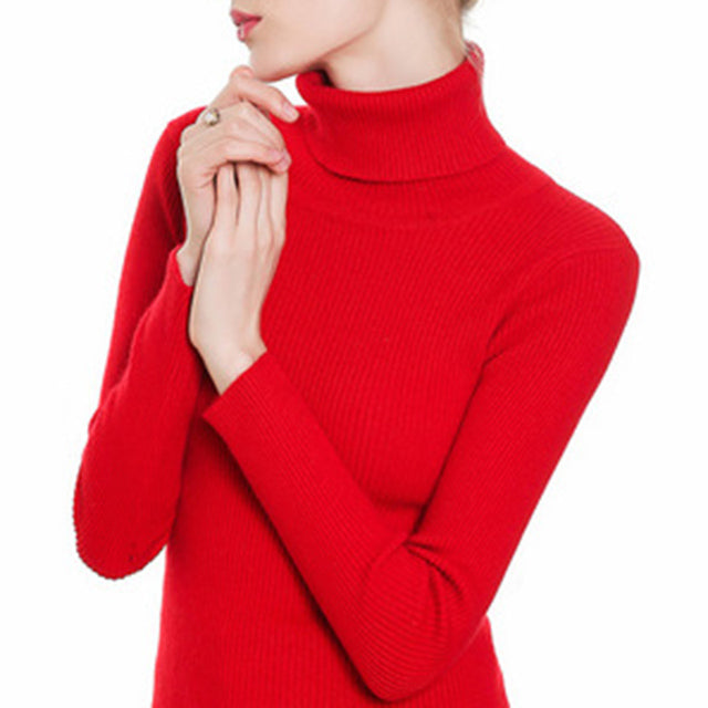 Causal Turtleneck Knitted Women Sweater Ladies Autumn Winter Fashion Korean Long Sleeve Pullover Sweater Warm Soft Tops