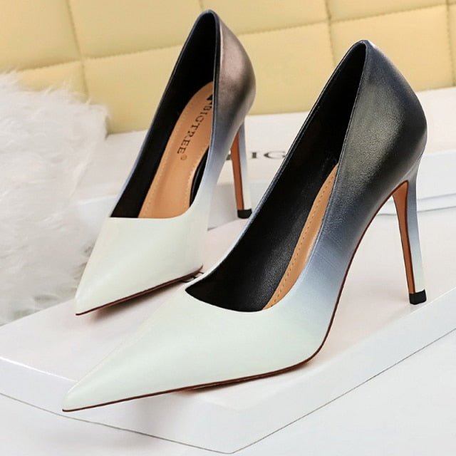 BIGTREE Shoes Rivet Woman Pumps 2021 New High Heels Stiletto Pu Leather Women Heels Sexy Party Shoes Female Heel Plus Size 43