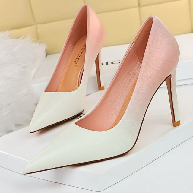 BIGTREE Shoes Rivet Woman Pumps 2021 New High Heels Stiletto Pu Leather Women Heels Sexy Party Shoes Female Heel Plus Size 43