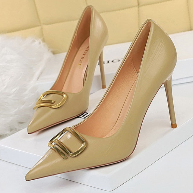 BIGTREE Shoes Rivet Woman Pumps 2021 New High Heels Stiletto Pu Leather Women Heels Sexy Party Shoes Female Heel Plus Size 43