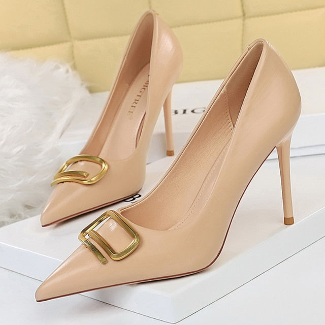 BIGTREE Shoes Rivet Woman Pumps 2021 New High Heels Stiletto Pu Leather Women Heels Sexy Party Shoes Female Heel Plus Size 43