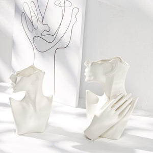 Ceramic Vase For Human Face Art Dried Flowers Ornaments Living Room Flower Arrangement Nordic Home Decoration Accessories
