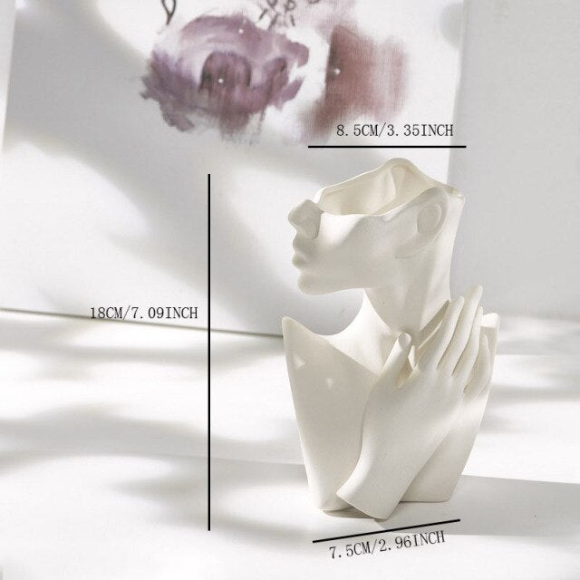 Ceramic Vase For Human Face Art Dried Flowers Ornaments Living Room Flower Arrangement Nordic Home Decoration Accessories