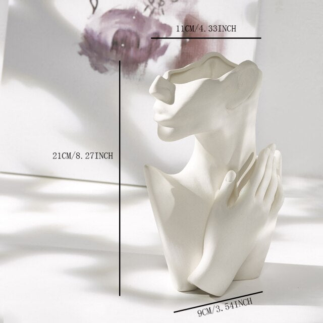 Ceramic Vase For Human Face Art Dried Flowers Ornaments Living Room Flower Arrangement Nordic Home Decoration Accessories