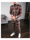 Men Casual Tracksuit Sport 2PPrinting Set Jacket+Pants Sport Jogging Athletic Trainer Solid Cotton Suit Runing Wear Gym Wear