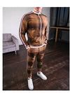 Men Casual Tracksuit Sport 2PPrinting Set Jacket+Pants Sport Jogging Athletic Trainer Solid Cotton Suit Runing Wear Gym Wear