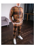 Men Casual Tracksuit Sport 2PPrinting Set Jacket+Pants Sport Jogging Athletic Trainer Solid Cotton Suit Runing Wear Gym Wear