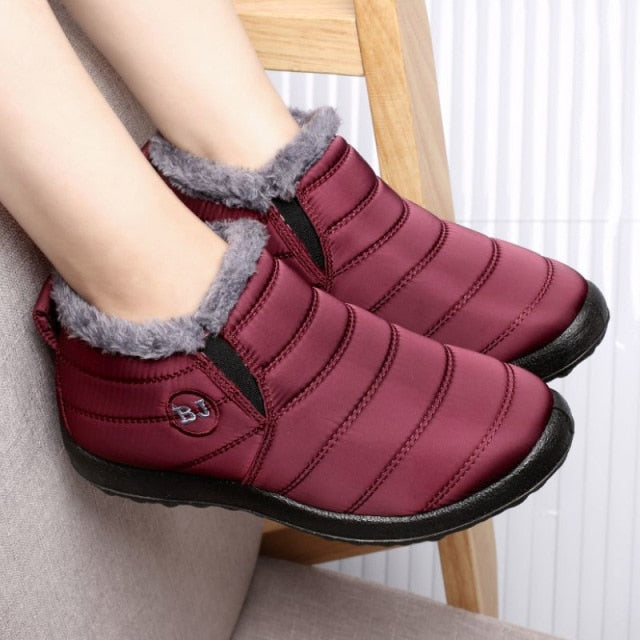 Women Casual Shoes Winter Sneakers Women Shoes Slip On Waterproof Women Vulcanized Shoes Fur Plush Warm Fashion Woman Sneakers