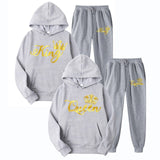 2021 Fashion Couple Sportwear Set KING or QUEEN Printed Hooded Suits 2PCS Set Couples Design Streetwear Hoodie and SweatPants