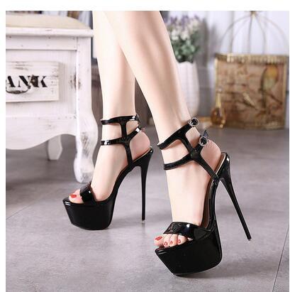 Aneikeh New 2022 Summer Fashion Sandals Sexy Open Toe 16CM High Heels Party Dress Wedding Nightclub Women Shoes Black Red 45 46