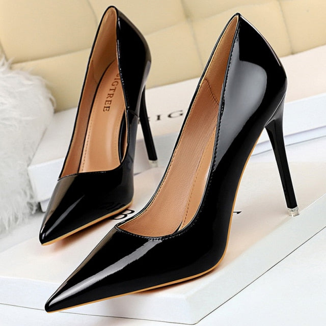 BIGTREE Shoes Woman Pumps Patent Leather High Heels Shoes Women Basic Pump Wedding Shoes Female Stiletto Women Heel Plus Size 43