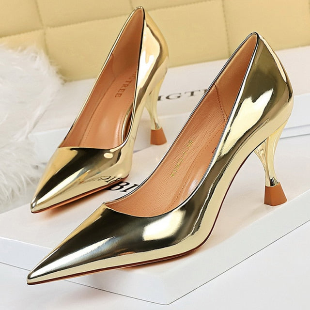 BIGTREE Shoes Woman Pumps Patent Leather High Heels Shoes Women Basic Pump Wedding Shoes Female Stiletto Women Heel Plus Size 43