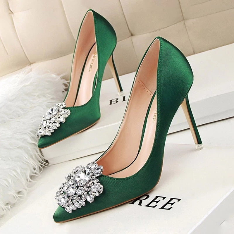 BIGTREE Shoes Rhinestone Women Pumps Stiletto Women Shoes Sexy High Heels Wedding Shoes Luxurious Women Heels Party Shoes Female