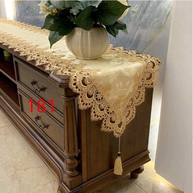 Europe Embroidered Coffee Table flag Table Runner Home Fabric TV Cabinet Tablecloth Dust Cover Lace Table cloth Bed Runner